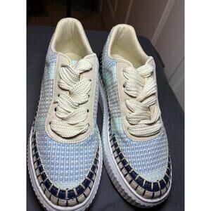 NOVUS Platform Sneakers Women’s 7 EU 38 Woven Canvas Espadrille Lace Up Shoes